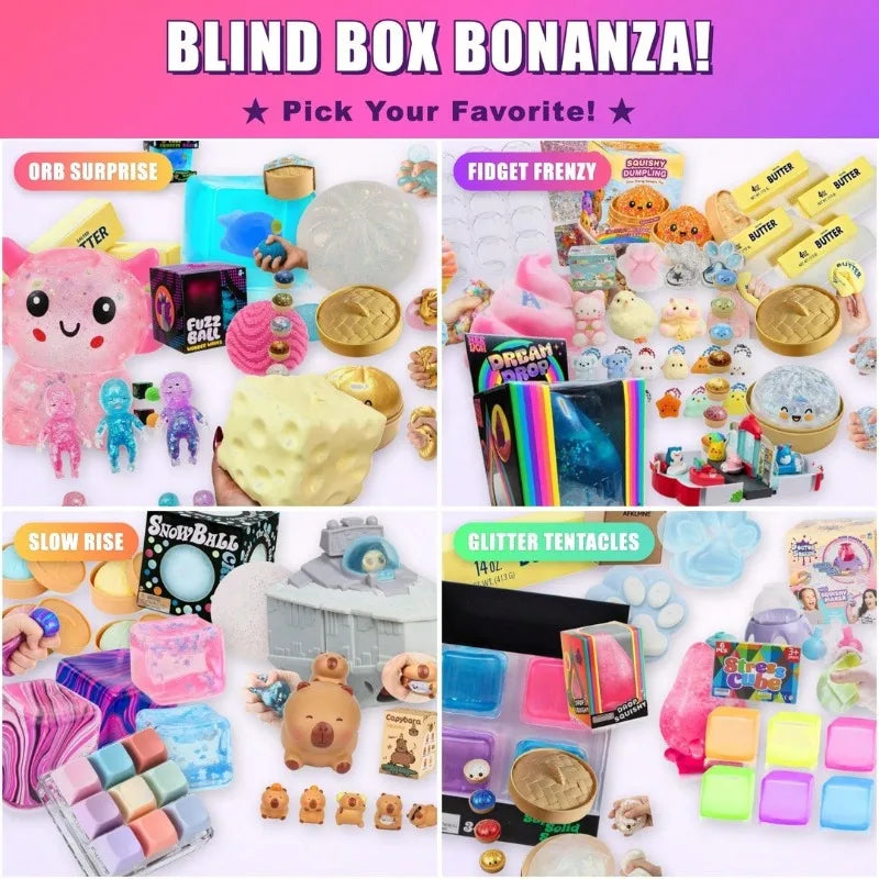 Squish Time Mystery Blind Box, Random Squeeze Fidget Toy, Stress Relief Cute Sensory Toy for All Ages