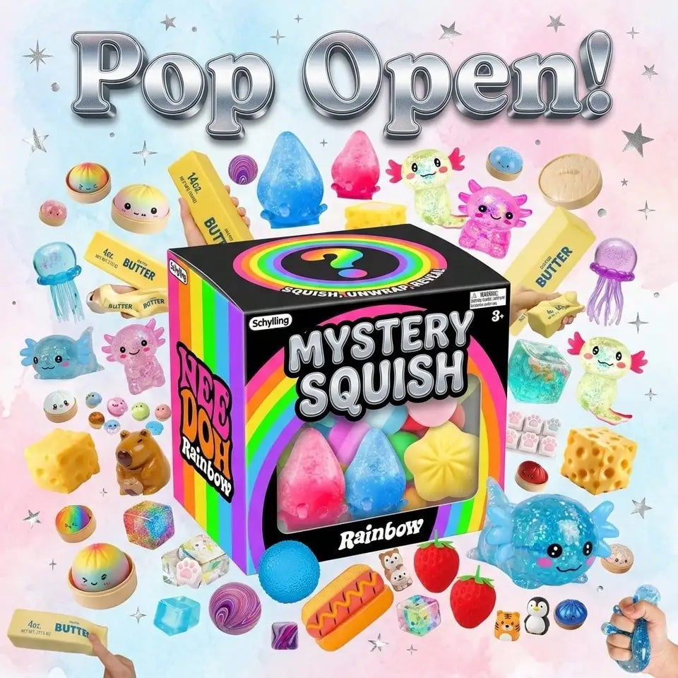 Pop Open! Rainbow Mystery Squish Blind Box - Sensory Squeeze Toy, Stress & Anxiety Relief Fidget Toy, Cute Surprise Pack For Kids Teens Adults