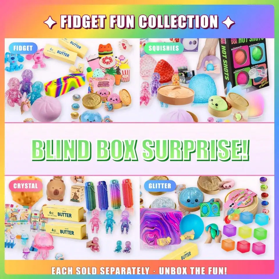 Pop Open! Rainbow Mystery Squish Blind Box - Sensory Squeeze Toy, Stress & Anxiety Relief Fidget Toy, Cute Surprise Pack For Kids Teens Adults