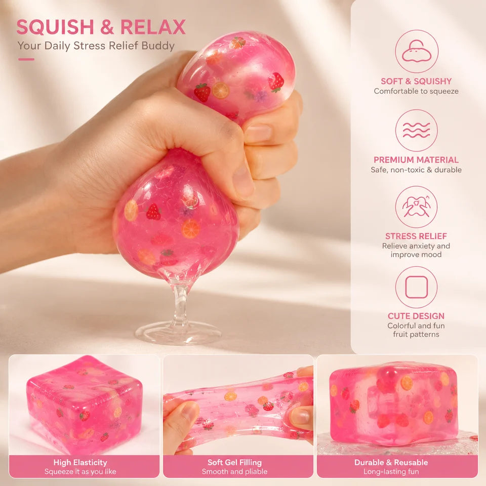 New Trending NeeDoh Jellyfish & Cube Squish Toy, Soft Jelly Squeeze Stress Relief Fidget Toy, Sensory NeeDoh for Kids & Adults