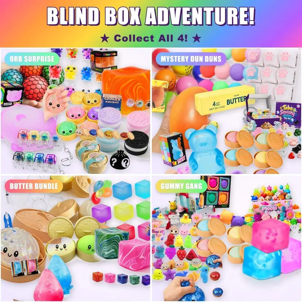 Pop Open! Rainbow Mystery Squish Blind Box - Sensory Squeeze Toy, Stress & Anxiety Relief Fidget Toy, Cute Surprise Pack For Kids Teens Adults