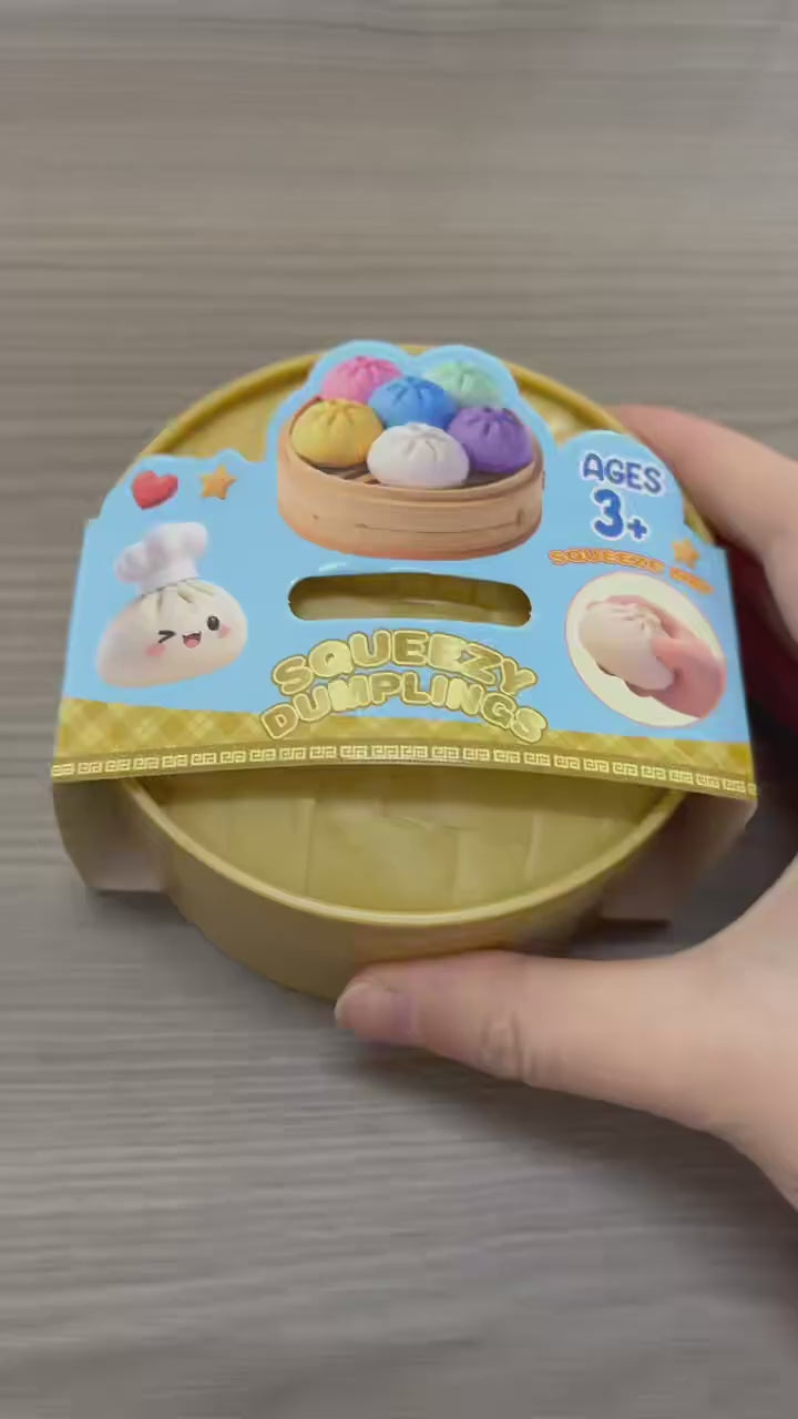 Colorful Dumpling Squishes Stress Balls Fidget Sensory Toys Simulation Food Squishies Bun with Steamer Squeeze Dough Ball Gifts